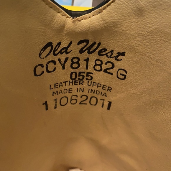 Old West size 6-6.5 genuine leather silver and black cowboy boots - Picture 5 of 6